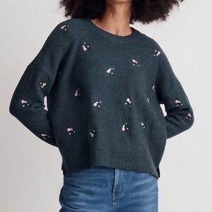 Madewell Embroidered Cross-stitch Floral Pullover Sweater Small